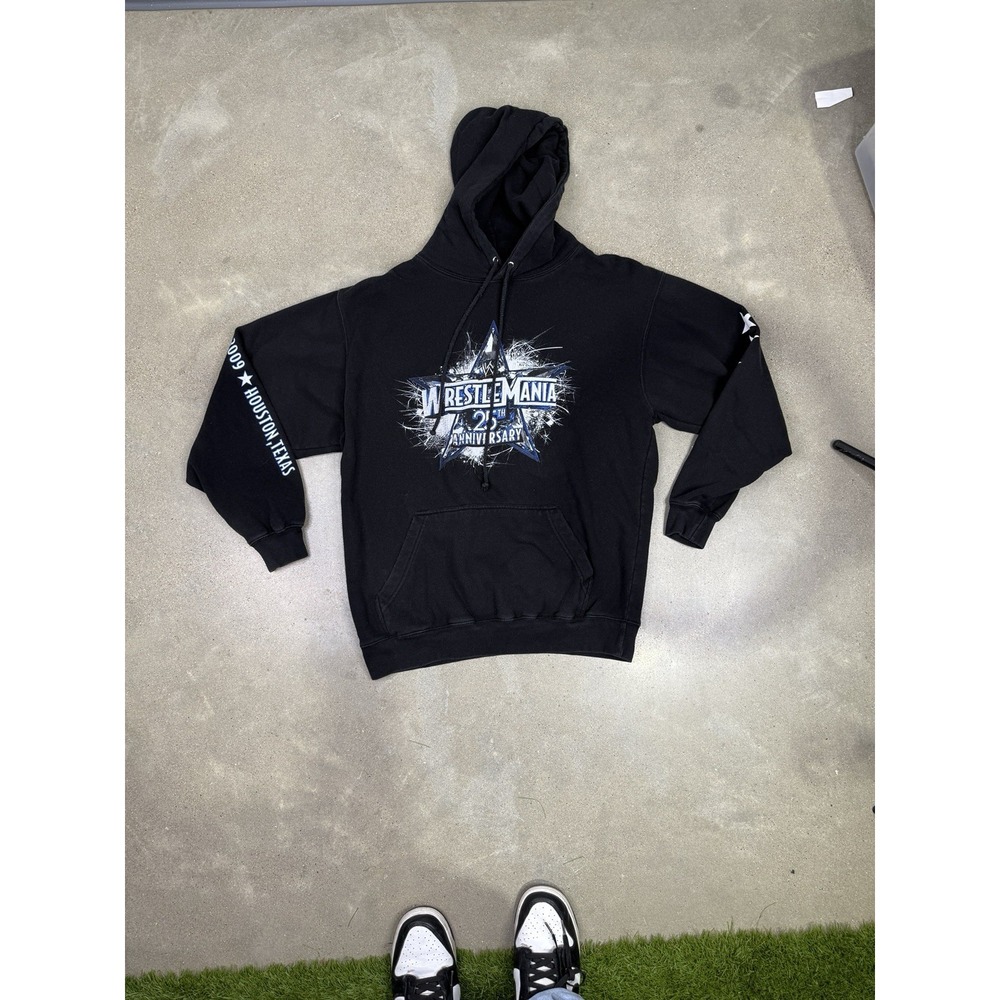 WWE Y2K 2009 Pre Shrunk Wrestlemania 25th Anniversary Black Hoodie Size M - Picture 2 of 15